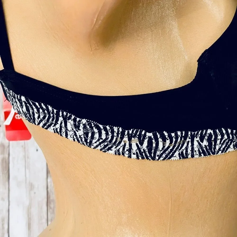 NWT Vintage Rare!! Josie Natori Black 36C Underwire Zebra Trim Gorgeous Bra